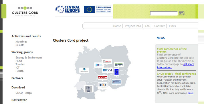 Projekt CLUSTERS AND COOPERATION FOR REGIONAL DEVELOPMENT IN CENTRAL EUROPE